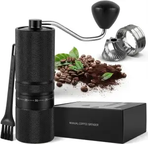 Manuelle Kaffeemühle mit 60 einstellbaren Stufen, geradem Griff für French Press