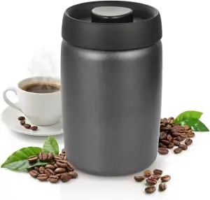 OTraki 1.2L Vakuum Kaffeedose Edelstahl, Kaffeebohnen Aufbewahrung Luftdicht Aro