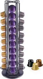Kapselhalter Drehbar für Nespresso-Kaffeepads, Kapselspender Rotierend für 40 OriginalLine Kapseln, Kaffee Kapselständer Zubehör Schwarz Haltbar