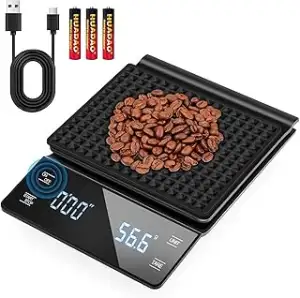 Kaffeewaage mit Timer Wiederaufladbare Espresso Waage 0,1g/3kg Hohe Präzise Digi