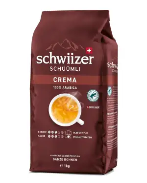 Schwiizer Schüümli Crema, 100% Arabica Kaffeebohnen, aromatisch-vollmundig, idea