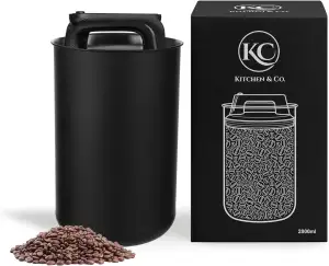 KC Kitchen & Co. Kaffeedose luftdicht für 1 kg Kaffeebohnen – Edelstahl Vorratsd