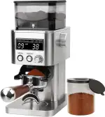 Homtone Edelstahl Kaffeemühle Elektrisch für Siebträger, Coffee Grinder mit LCD-Bildschirm, 31 präzise Mahlstufen Kegelmahlwerk für Espresso/Filterkaffee/Aufbrühkaffee/French Press