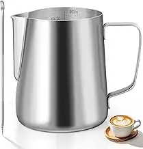 Milchkännchen, 600ml Milchkännchen Edelstahl mit Messung Mark, Milchkanne für Cappuccino, Espress...