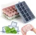 Eiswürfelformen aus Silikon, 3 Stück, 15 quadratische Eiswürfelform mit Deckel, leicht zu lösen, Eiswürfelformen für Cocktail, Whiskey, Babynahrung, Schokolade, wiederverwendbar und BPA-frei
