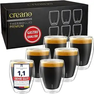 Creano PREMIUM doppelwandige Trinkgläser 250ml - 6er Set - OHNE versiegetes LOCH