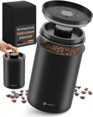 JODORA Kaffeedose Luftdicht 1KG Bohnen aus hochwertigen Edelstahl mit innovative