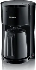 Severin Filterkaffeemaschine mit Thermokanne, Kaffeemaschine für bis zu 8 Tassen, ansprechende Filtermaschine mit Isolierkanne, Single, schwarz, 1 Liter, KA 9306
