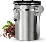 Kaffeebohnen Behälter, Luftdichte Edelstahl Kaffeedose1,8 L KaffeebohnenbehäLter mit EdelstahllöFfel, Multifunktionales Kaffeebohnen Behälter für Tee NüSse Kakao LäNger und Frisch Bleiben (Silber)