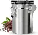 Kaffeebohnen Behälter, Luftdichte Edelstahl Kaffeedose1,8 L KaffeebohnenbehäLter mit EdelstahllöF...