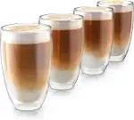 Arendo - doppelwandige Trinkgläser 450ml mit Henkel - Latte Macchiato Cappuccino Tee - 4er Set – Doppelwandglas - Thermotassen - spülmaschinengeeignet - Teetasse Kaffeetasse - Thermogläser