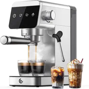 AMZCHEF Siebträgermaschine 20 Bar mit LED-Anzeige Home 2-in-1 Espressomaschine m