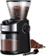 SHARDOR Kaffeemühle, Kaffeemühle Elektrisch mit 25 Mahleinstellungen, Coffee Grinder mit präziser Digitalanzeige, Scheibenmahlwerk Für Espresso, Tropfkaffee und French Press, 200W, 200g Bohnenbehälter