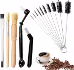 15-TLG Kaffeepinsel Set - Barista Zubehör Reinigungsbürste für Kaffeevollautomat und Siebträger, Holz Pinsel für Mühle, Nylon Bürste & Schlauchbürsten (Espresso Zubehör)
