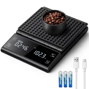 Digital Kaffeewaage Mit Timer, wiederaufladbare Espresso Waage 5 kg/0,1 g Präzis
