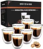 Espressotassen Glas 80 ml 6er Set – Doppelwandige Espressogläser aus Borosilikatglas, Isolierend ...