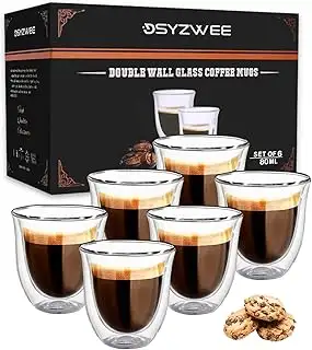 Espressotassen Glas 80 ml 6er Set – Doppelwandige Espressogläser aus Borosilikat