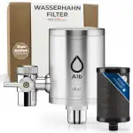 Alb Filter Duo Active Trinkwasserfilter Edelstahl Natur – Wasserfilter Wasserhahn für sauberes Trinkwasser – Filtration von Schadstoffen, Mikroplastik, Chlor & mehr – Filtersystem Made in Germany