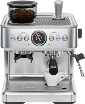 Chefman Crema Supreme 15 Bar Espressomaschine mit Milchaufschäumer, Barista Damp