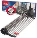 Vileda Abtropfgitter Spüle 45x40cm aus Edelstahl & TPE - 24 Stangen, rollbar - Ideal als Gestell für Geschirr und Spülbecken Abdeckung - Geschirrabtropfgestell faltbar