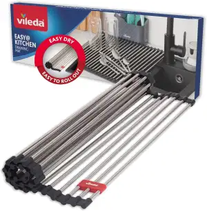 Vileda Abtropfgitter Spüle 45x40cm aus Edelstahl & TPE - 24 Stangen, rollbar - I