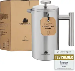 Groenenberg French Press I Hochwertige French Press Thermo mit Warmhalte-Funktio