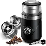 SHARDOR KaffeemüHle Elektrisch Mit 2 Edelstahltassen GewüRzmühle, Automatischer Timer, Coffee Grinder Für Kaffeebohnen, GewüRzen, Getreide, NüSsen Verwendet Werden, 2 * 80 G