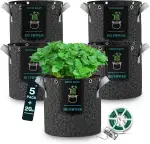 HG Power Pflanzsack 26L (25L + 4% Mehrvolumen), 5 Stück Stofftopf inkl. 20m Pflanzendraht, Ø33cm,...