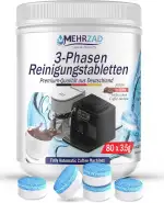80 × 3-Phasen Premium-Reinigungstabletten für Kaffeevollautomaten – Reinigung, Schutz und Pflege – kompatibel mit Jura & Siemens – 3,5 g Tabletten – Made in Germany
