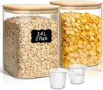 ComSaf 2er Set 3,4L Vorratsgläser mit Deckel Luftdicht,Glasbehälter mit Deckel für Küche Mehl Auf...