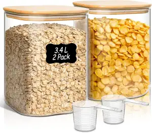 ComSaf 2er Set 3,4L Vorratsgläser mit Deckel Luftdicht,Glasbehälter mit Deckel f