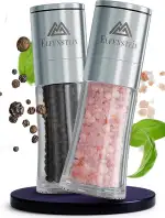 Edelstahl Salz und Pfeffermühle Set mit Keramikmahlwerk - stufenlos einstellbar - Pfeffer und Salzmühle für grobes Salz - Gewürzmühle