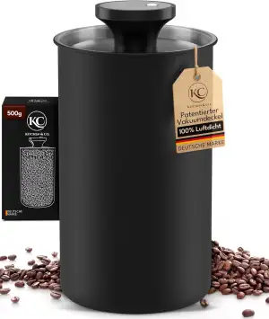 KC Kitchen & Co. Kaffeedose luftdicht für 500 Gramm Kaffeebohnen – Edelstahl Vor