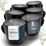 Steingut Kaffeetassen 6 Personen Ibiza TESTSIEGER, Traumhaftes Mediterranes Steingut Tassen Set, ...