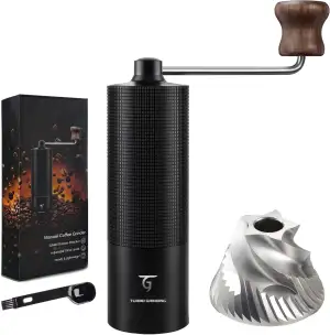 SUNYA Kaffeemühle Manuell mit Kaffeerezeptbuch - Edelstahl Handkaffeemühle mit K