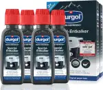 durgol swiss espresso Spezial-Entkalker – Kalkentferner für Kaffeemaschinen aller Typen und Arten – Einfache Reinigung ohne Einwirkzeit & Rückstände – Deutsche Version – 4x125ml