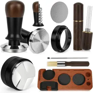 Y-Step Barista Zubehör 8pcs, 51mm Espresso Tamper Set, mit Tamperstation, Kaffee Distributor, WDT...