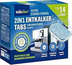 WoldoClean 2in1 Entkalkungstabletten für Kaffeevollautomaten - 2-Phasen Entkalker gegen Kalk & Ko...
