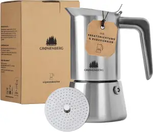 Groenenberg Espressokocher Induktion 4 o. 6 Tassen Espresso I Mokkakanne aus hoc