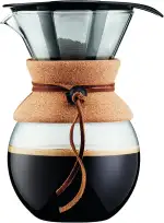 Bodum 11571-109 Pour Over Kaffeebereiter mit Permanentfilter 1 L, Mehrlagig, transparent, 14 x 16,3 x 20,2 cm, 6 Einheiten