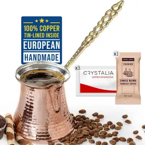 Volarium CRYSTALIA Groß Türkische Kaffeekanne Kupfer 425ml Premium Qualität Hand