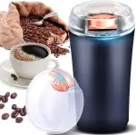Retoo Kaffeemühle Elektrisch mit Edelstahl Schlagmesser, Keramikmahlwerk Unterwegs Einstellbarer Grobheit, Edelstahlschlagmesser Filterkaffee, Espresso, French Press, cafe