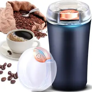 Retoo Kaffeemühle Elektrisch mit Edelstahl Schlagmesser, Keramikmahlwerk Unterwegs Einstellbarer Grobheit, Edelstahlschlagmesser Filterkaffee, Espresso, French Press, cafe