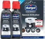 durgol swiss espresso Spezial-Entkalker – Kalkentferner für Kaffeemaschinen aller Typen und Arten – Einfache Reinigung ohne Einwirkzeit & Rückstände – Deutsche Version – 2x125ml