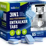WoldoClean 3in1 Entkalkungstabletten 65 Stück 3-Phasen - für Kaffeevollautomaten & Kaffeemaschinen, Entkalker Tabletten, kompatibel mit Siemens EQ, Jura, Delonghi uvm.